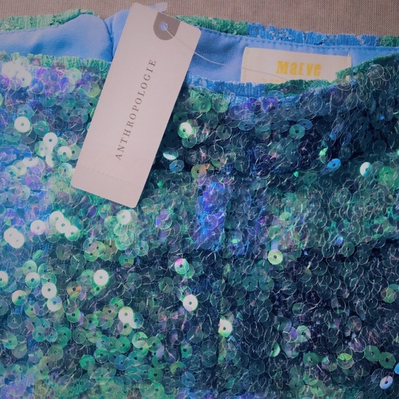 Anthropologie Blue and Green Sequin Midi Skirt - Picture 6 of 7